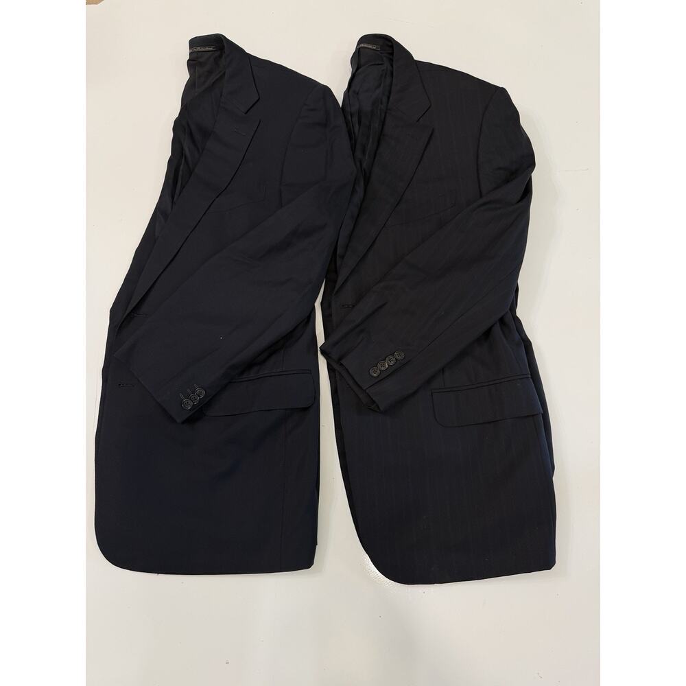 VTG Ermenegildo Zegna Neiman Marcus Blue And Black Suit Jacket Size 54 Lot Of 2